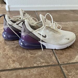Purple and white Nike AirMax 270